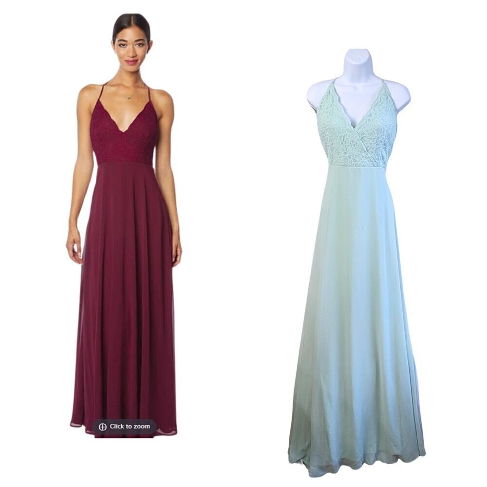 Nwt Bill Levkoff 1702 Mint Green Extra Length Chiffon Bridesmaid Dress Size 14xl